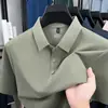 Camiseta de Manga Curta Estilo Novo de Verão, Gola Lapela Sem Costura, Camisa Polo de Alta Qualidade, Solta, Casual, Fresca, Respirável, Top de Seda Gelo para Homens