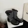 Botas Rider com Efeito Elegante e Emagrecedor, Botas Versáteis de Cano Médio, Botas Femininas Modernas e Fashion, Bloqueio de Cores Retro 2026, Novo Estilo Tendência