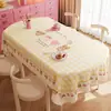 Fornecimento Exclusivo Transfronteiriço de Toalhas de Mesa Estilo Creme, Impermeável, à Prova de Óleo, Sem Lavagem, Luxo Leve, Sensação de Alta Qualidade, Toalha de Mesa Oval Rosa para Mesa de Centro, Feita Sob Medida