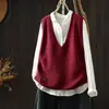 Top corto de punto sin mangas súper elegante y chic para otoño-invierno 2026, nuevo y moderno, con cuello en V