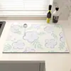 Tapete Drenante para Cocina de Tierra de Diatomeas con Diseño Floral Fresco, Tapete Absorbente de Agua Antideslizante para Encimera, Tapete para Secar Vajilla del Hogar al por Mayor