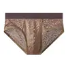 Atacado de cuecas masculinas Huajielong de cor sólida, malha de seda gelada, cuecas masculinas respiráveis de cintura média, tamanhos grandes, disponíveis para dropshipping