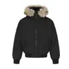 Chaqueta de Algodón con Cuello de Piel de Oso Mágico para Invierno, Diseño Irregular Acolchado, Chaqueta Acolchada Corta, Sencilla, Versátil, Abrigo de Algodón con Capucha