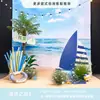 Cenário de Montagem de Evento com Tema de Verão Display de Loja em Shopping de Verão Decoração de Prancha de Surf Fundo de Decoração com Placa Kt