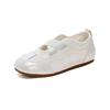 Sapatos Brancos de Solado Fino Estilo Mary Jane Esportivo para Mulheres 2025 Novo Outono Estilo Ballet Sapatos para Treinamento Moral Sapatos com Tira Cruzada
