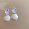 Estilo Pintura al Óleo Jardín de Monet Pendientes de Flor de Amor Perla Pendientes de Temperamento de Moda Lujo Ligero Pendientes de Gama Alta Venta al por Mayor