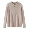 Cardigan Masculino de Lã com Zíper Malha Grossa de Sete Fios Ponto Plano Confortável Quente Outono/Inverno Novo Estilo Casaco Suéter com Capuz Manga Longa