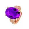 Gran Venta Anillo de Diamante Azul Grafito Grande Desnudo Anillo de Gema Topacio Chapado en Oro de 18 Quilates Diamante Zafiro Anillo Abierto