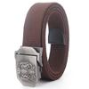 Cinto com Emblema Retro Águia Dupla Masculino Jovem Lona Liga de Metal Fivela Lisa Cinto Casual para Calças Outdoor