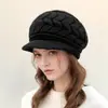 Gorro de Tricô Transfronteiriço de Inverno para Pessoas de Meia-Idade e Idosos, Forrado com Lã Sintética, Espesso, Quente, Chapéu e Luvas Protetores de Orelha, Boina de Lã da Moda para Mulheres