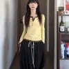 Camiseta Color-Blocking Estilo Coreano Falsa Duas Peças Manga Longa para Mulheres, Temporada de Primavera e Outono, Veludo Alemão Slim Fit Botão na Frente Ombro Normal Base Camisa, Top Emagrecedor