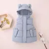 Chaleco con capucha para niños y niñas, ropa exterior de otoño e invierno, algodón plumón, ropa de jardín de infantes, chaleco lindo con orejas para bebé