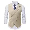 Nuevo Chaleco de Traje Británico para Hombre Primavera 2025 Chaleco de Doble Botonadura para Novio Boda Padrino