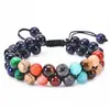 Pulsera Bohemia de Doble Capa de Piedra Natural Colorida de 6 mm para Mujer Pulsera de Árbol de la Vida con Cuentas de Piedra Natural Cristal Ónix