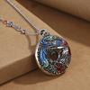 Collar vintage de esmalte cloisonné, estilo étnico, con doble cara, flor de peonía de fénix y ruyi, cadena larga de lana para mujer.