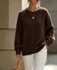 Suéter de tricô redondo soltinho para mulheres, novo para outono e inverno, de vendas transfronteiriças da Amazon, cor sólida, estilo casual, peça de vestir pulôver versátil, moderno