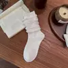 Calcetines Retro de Encaje Perezoso para Mujer Otoño Invierno Color Sólido Algodón Resistentes al Olor Media Pantorrilla Personalidad Puño de Burbuja Calcetines con Volantes