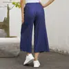 Roupas femininas transfronteiriças da Amazon estilo primavera europeu e americano sem cinto soltas cintura alta soltas calças cropped estilo artístico calças de perna larga