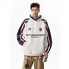 Sudadera con capucha de estilo americano, manga raglán, bloques de color, marca de tendencia para hombre, otoño, holgada, estilo universitario, sudadera con capucha versátil e informal