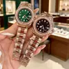 Novo Modelo de Relógio Submariner Verde com Mostrador Cravejado de Diamantes, Movimento a Quartzo, Pulseira de Aço Inoxidável, Calendário, Relógio Feminino, Atacado do Fabricante