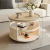 Mesa Lateral Redonda Simples e Moderna de Ardósia para Sofá de Sala de Estar, Adequada para Apartamentos Pequenos, Mesa de Centro com Rodinhas Móveis, Mesa Pequena