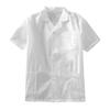 Roupas de Chef de Verão Manga Curta Branco Puro Fino Três Bolsos Tamanho Grande Lapela Cozinha de Panificação Refeitório Restaurante Top de Trabalho