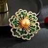 Nova indústria pesada de luxo elegante elegante zircônio completo Flor Begônia azul marinho elegante acessórios de casaco broche joias