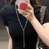 Colar Pingente Cruz Minimalista Moda Retrô Personalidade Y2K Temperamento de Garota Spicy Corrente Longa para Suéter Acessório para Mulheres