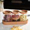 Frasco de Vidrio para Condimentos de Cocina con Tapa y Bandeja, Botella Dispensadora de Sal y Azúcar, Frasco de Almacenamiento, Frasco Sellado de Vidrio para Almacenamiento en el Hogar