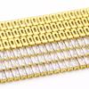 Cadena de garra de circonita de cristal rectangular horizontal de 3*6 mm con incrustaciones de piedras semipreciosas, cadena de circonita de titanio, accesorios para ropa, zapatos y bolsos.
