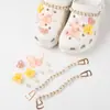 Charms para sapato Croc DIY corrente de pulseira de flor de pérola tridimensional flor de sapato estilo balé removível acessório de sapato decoração