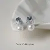 Pendientes de Plata de Ley S925 con Aguja Estilo Coreano Cristal Azul Degradado Perla para Mujer 2026 Nuevos Pendientes de Nicho Únicos