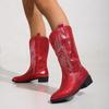 Botas de Caballero Bordadas de Gran Tamaño para Otoño e Invierno, Nuevas, de Exportación Europea y Americana, para Mujer, Punta Fina, Tacón Cuadrado, Botas Bordadas Transfronterizas, Deseo al por Mayor