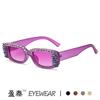 Novos óculos de sol quadrados com diamantes personalizados, armação pequena, óculos de sol femininos para fotos de rua, óculos de sol de moda europeia e americana transfronteiriços
