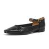 Sapatos Casuais Retrô de Pele de Ovelha Básicos Mais Fáceis de Combinar com Sapatos Mary Jane Primavera 2024 Salto Baixo Grosso Bico Quadrado Pequeno Sapatos Totalmente em Couro Genuíno para Mulheres