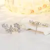 Pendientes de lazo de estilo coreano, moda creativa, elegantes, con diamantes, largos, de oro rosa, con mariposas danzantes creativas.