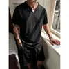 Camiseta casual y relajada de manga corta para hombre, colección de verano 2026, fresca y transpirable, con cuello en V pequeño y corte holgado