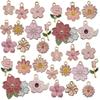 Mezcla 30 Flores Blancas con Goteo de Aceite Nuevos Accesorios de Joyería DIY Rosa Margarita Colgante Pequeño Pendientes Colgante
