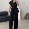 Conjunto de Terno Minimalista Apricot para Mulheres, Conjunto de Duas Peças Solto e Fluido, Emagrecedor, Enviado por E-commerce Transfronteiriço