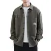 Chaqueta camisa de trabajo para hombre estilo primavera y otoño talla grande holgada moderna casual tops color sólido cárdigan chaqueta con solapa hombre