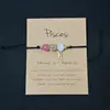 Pulseira Trançada à Mão Estilo Novo Doze Signos do Zodíaco Transfronteiriça para Mulheres, Pulseira com Cartão de Cristal Pedra Natural Citrino Atacado