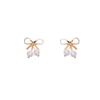 Pendientes de plata S925 con forma de mini perla y lazo, con aguja de verano, estilo coreano, con personalidad y sentido de la moda.
