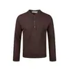 Yidao Roupas Vintage 2026 Outono Novo Camiseta Lisa de Manga Longa com Gola Henley para Homens, Camisa Básica Casual Estilo Retro Old Money