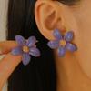 Brincos Europeus e Americanos Transfronteiriços Gregos Explosões Cor Primavera e Verão Gota de Óleo Flor Brincos Design Simples Sentido Pétala Dupla Brincos Mulheres