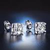 Brincos de Cabeça de Vaca de Um Quilate, Femininos, Leves e Luxuosos, Brincos de Cintura Fina de Moissanita Sintética, Brincos de Zircônia Clássicos da Moda com Quatro Garras