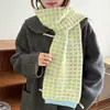 Bufanda Cuadros Galleta Waffle Diseño Original para Mujer Otoño e Invierno Nuevo Estilo Coreano Bufanda Cálida Imitación Cachemira
