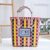 Bolsa Tejida de Plástico para la Celebración del Internet Tailandés 2025 Bolso de Mano Cesta con Bolsa Tejida Color de Contraste Cuadros Bolso de Playa de Nicho para Vacaciones