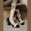 Zapatos Individuales de Mujer 2025 Primavera Nueva Llegada Boca Baja Combinan con Todo Zapatos de Hada Estilo Dama Perla Tacón Grueso Mary Jane Tacones Altos