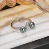 Accesorios DIY Plata de Ley S925 Moda Configuración de Anillo de Perla Base de Anillo Doble de Perla Banda de Anillo Ajustable 5-7mm