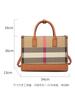 Bolso de Mano Transfronterizo de Cuero Genuino, Bolso Nuevo Estilo Bloques de Color a Cuadros, Bolso de Mano para el Trabajo, Tote de Gran Capacidad, Moderno y Versátil para Mujer
